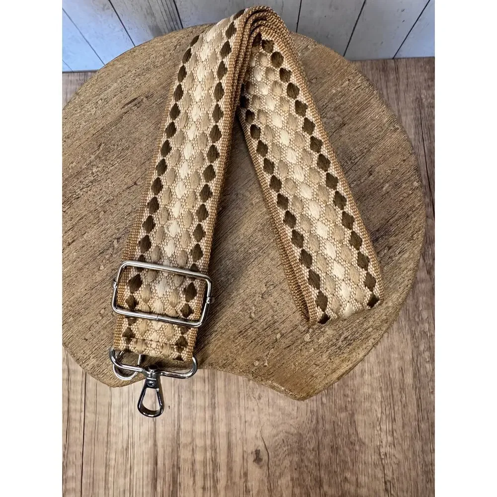 Neutral Purse Strap Wide Striped Bag Strap Boho Crossbody Purse Strap